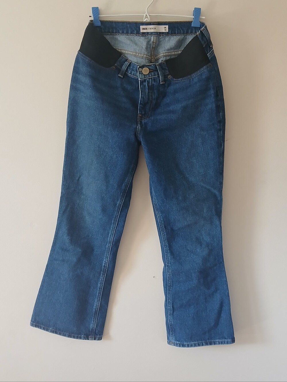 ASOS Dark Blue Maternity Jeans with Black Stretch Panels - Cropped Flare